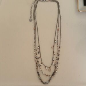Nakamol Multi-Layered Gray and Gold Necklace